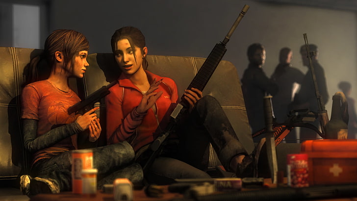 woman holding rifle game application, girl, gun, weapons, Left 4 Dead, HD wallpaper