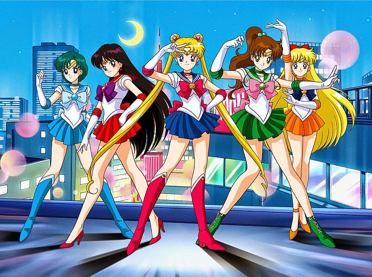 Sailor Moon, Sailor Mercury, Sailor Mars, Sailor Jupiter, Sailor Venus, HD wallpaper