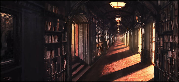 Hd Wallpaper Fantasy Library Sunlight Architecture Indoors Building Wallpaper Flare