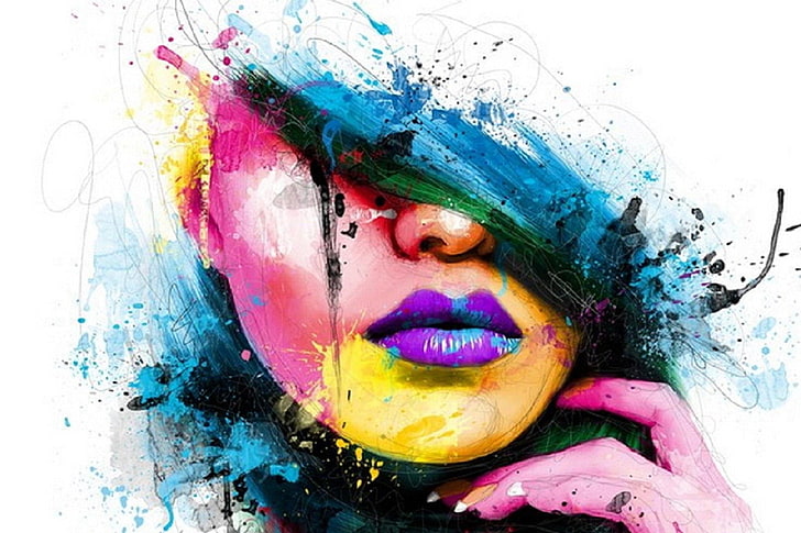 abstracto, Colores, Mujer, Rostro, HD wallpaper