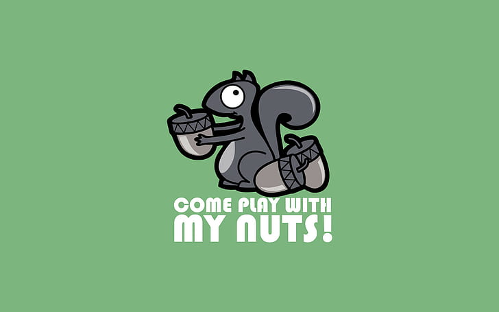 background, funny, Green, minimalistic, nuts, quotes, Simple, HD wallpaper