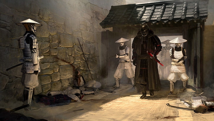 Darth Vader wallpaper, black samurai game, Japan, Star Wars, mix up, HD wallpaper