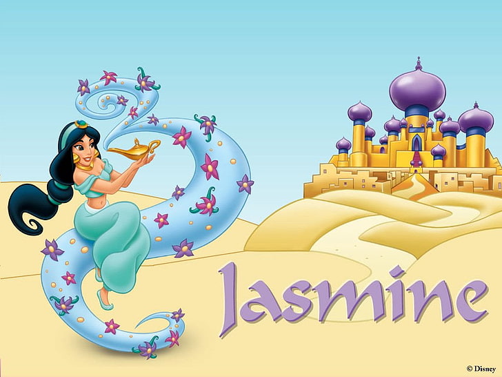 Disney Jasmine from Alladin illustration, Aladdin, sky, one person, HD wallpaper