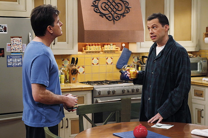 men's black button-up coat, two and a half men, charlie sheen