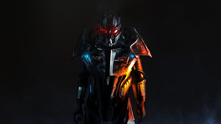 black and orange robot illustration, fallout 3, armor, steel