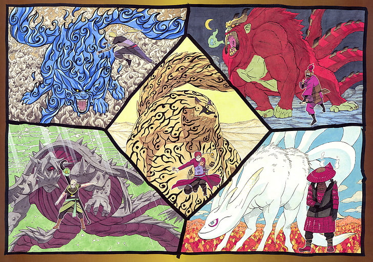 three assorted color abstract paintings, Naruto Shippuuden, Uzumaki Naruto