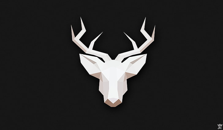 deer head illustration, brown deer vector illustration, gray, HD wallpaper