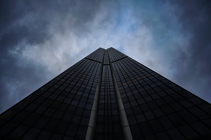 mirror high-rise building, skyscraper, architecture, bottom view, HD wallpaper