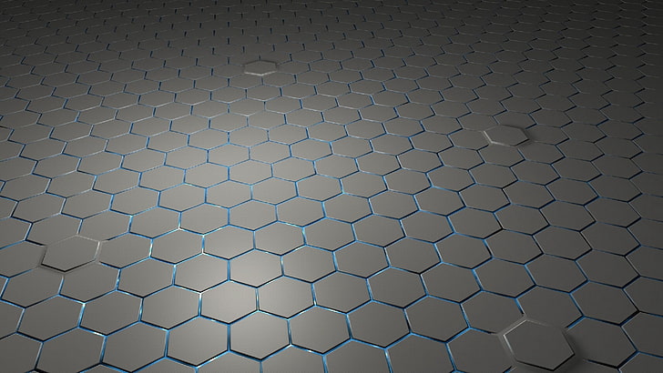 honeycomb, hexagon, mesh, network, pattern, grey, polygon, backgrounds, HD wallpaper