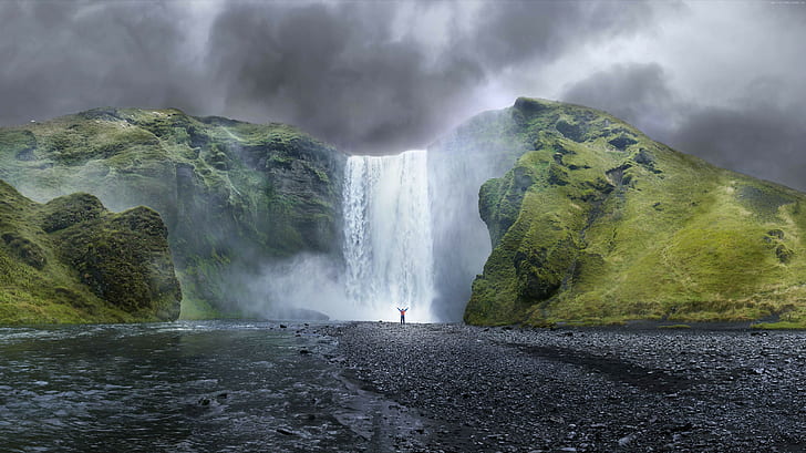 Iceland, waterfall, 4k, OSX, 5k, forest, apple