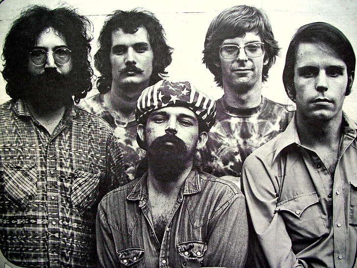 grayscale photo of men, grateful dead, rock band, psychedelic rock, HD wallpaper