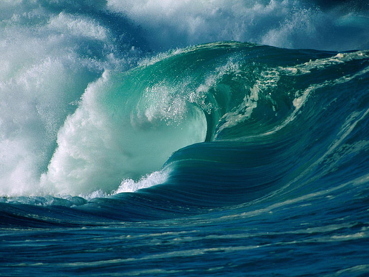 nature, ocean, tsunami, wave, power, power in nature, water, HD wallpaper