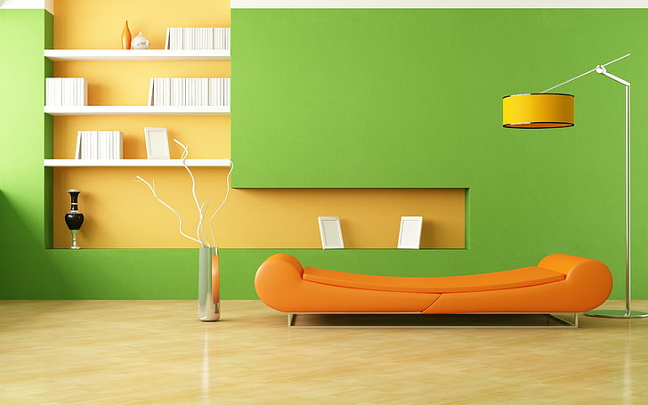 design, furniture, interior, minimalism, room, sofa, style, HD wallpaper