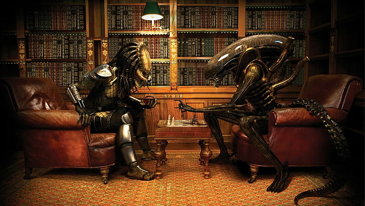 Alien (movie), Predator (movie), chess, HD wallpaper