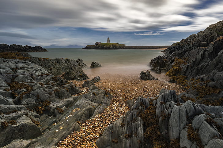 North Wales, Anglesey, Llanddwyn Island, Boathouse, Bach Lighthouse, HD wallpaper