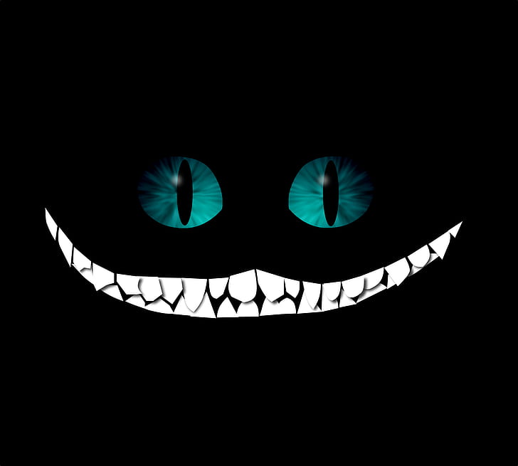 cheshire cat hd  1080p high quality, copy space, indoors, black background, HD wallpaper