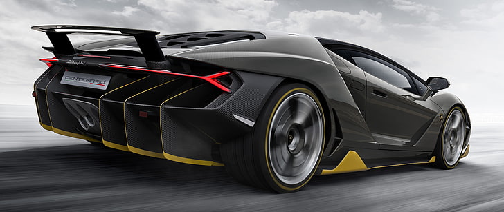 black sports coupe, Lamborghini Centenario LP770-4, car, vehicle, HD wallpaper