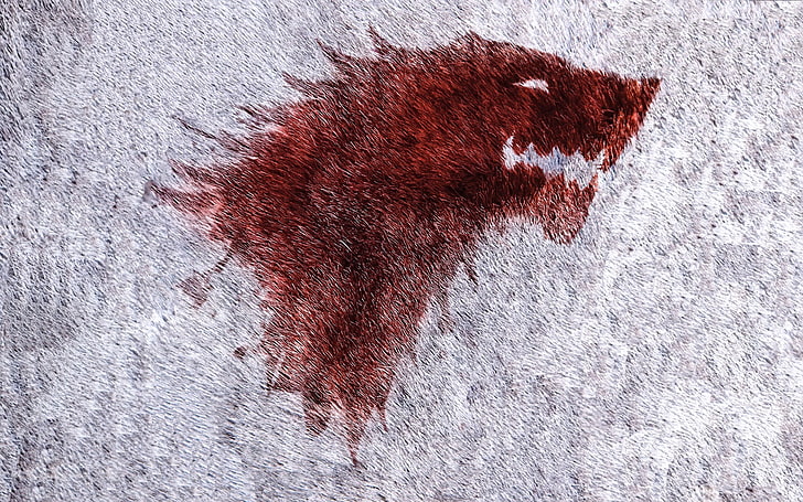red animal illustration, Game of Thrones, House Stark, blood, HD wallpaper