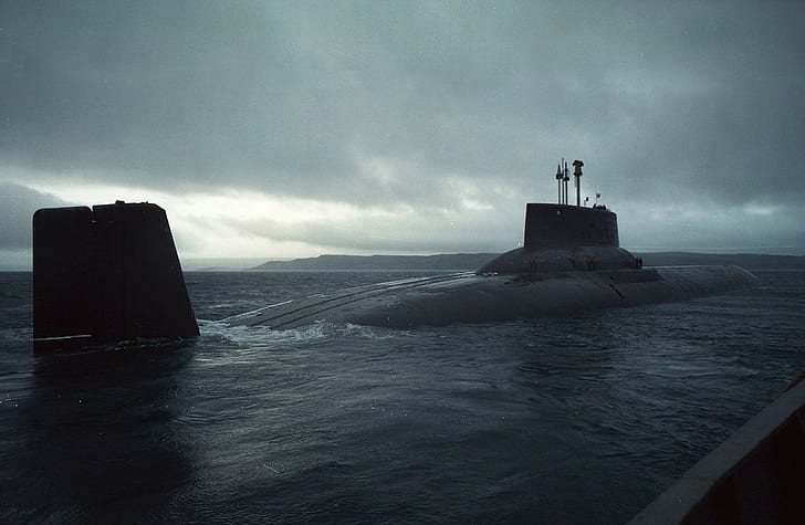 Russian Army, nuclear submarines, Project 971 sub./Akula, Typhoon class nuclear submarine, HD wallpaper