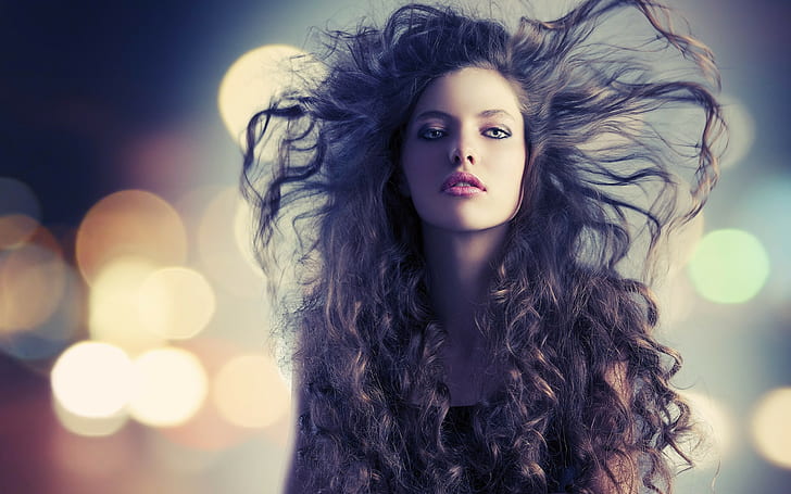 Woman, Hairstyle, Brunette, Curly Hair, Face, HD wallpaper