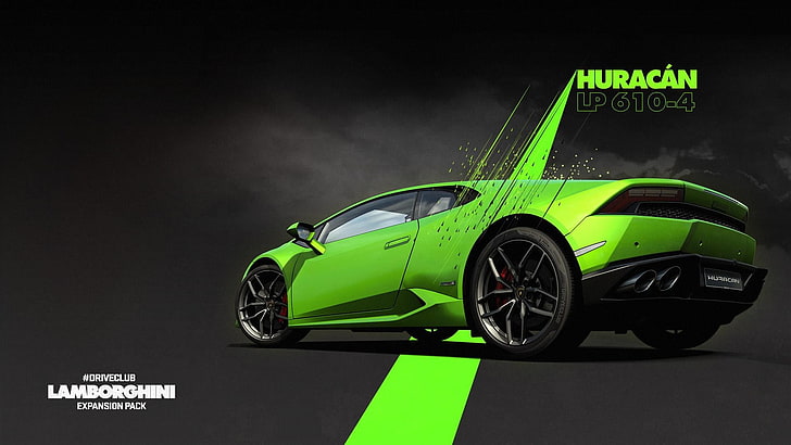 green Lamborghini Huracan coupe, Driveclub, video games, Lamborghini Huracan LP 610-4, HD wallpaper