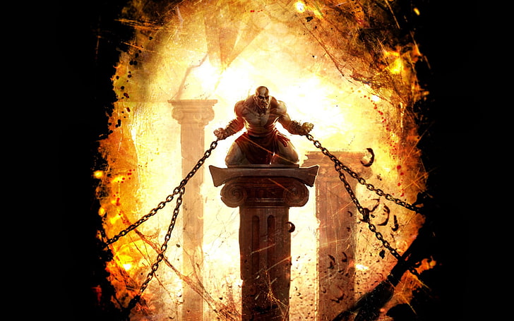 God Of War Kratos wallpaper, ascension, chains, columns, art, HD wallpaper