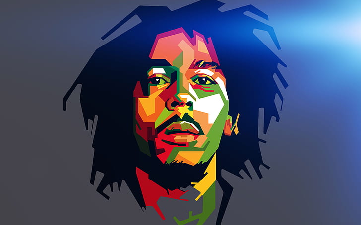 bob, marley, blue, art, illust, music, reggae, celebrity, HD wallpaper