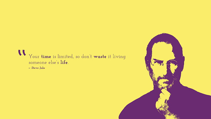 Steve Jobs illustration with quote letter, Time is limited, Don't waste