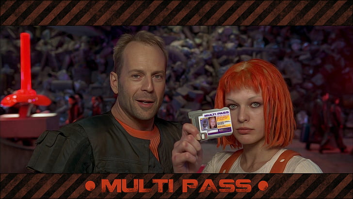 Bruce Willis, Leeloo, Milla Jovovich, movies, The Fifth Element, HD wallpaper