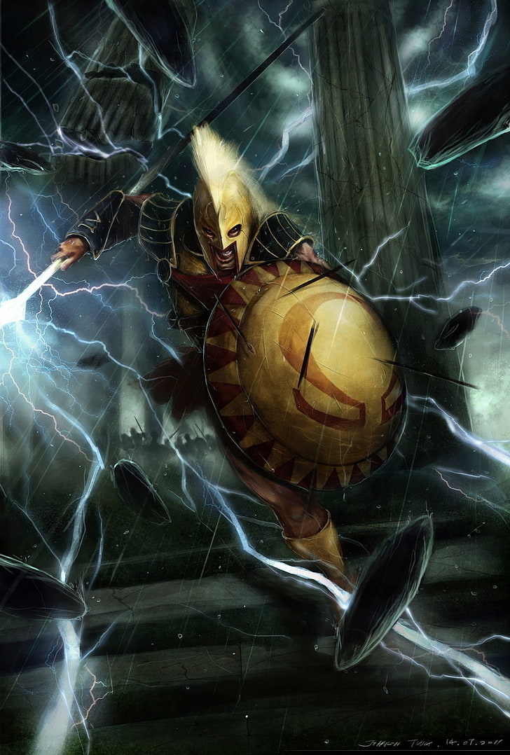 war sparta god of war lightning hero 1280x1896  Video Games God of War HD Art, HD wallpaper