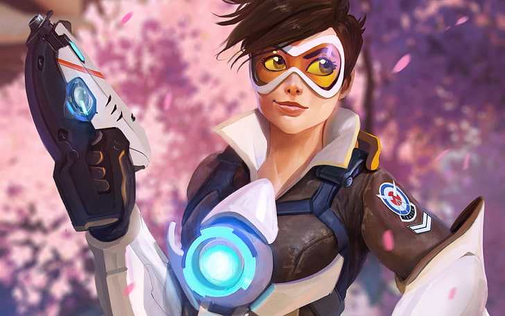 Overwatch, Tracer (Overwatch), women, glasses, adult, young adult, HD wallpaper
