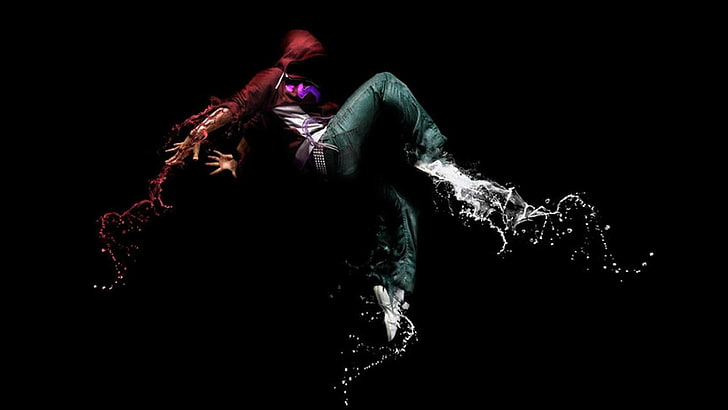 darkness, digital art, droplets, fictional character, special effects