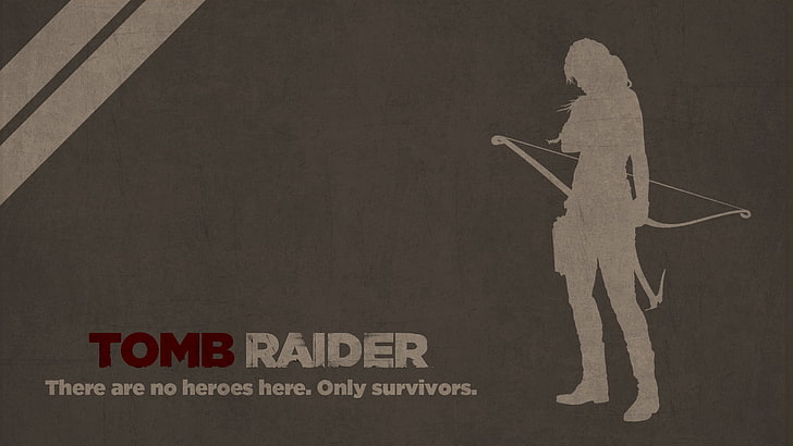 Tomb Raider game wallpaper, Lara Croft, video games, bow, text, HD wallpaper
