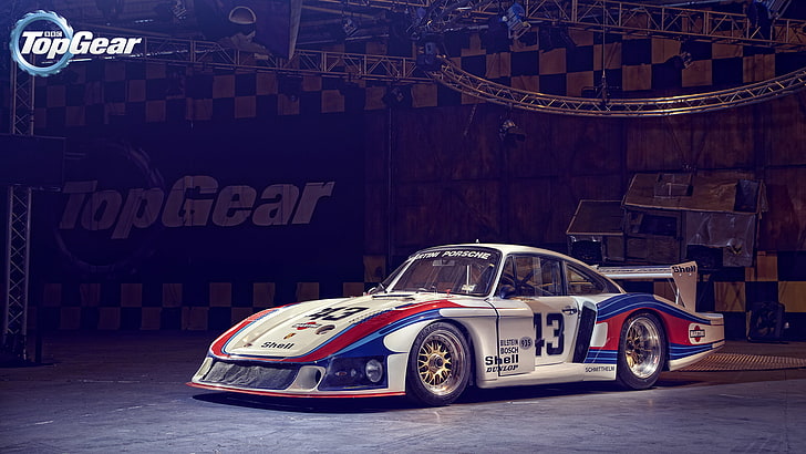 white and blue coupe, Porsche, Top Gear, Martini Racing, 935/78 “Moby Dick”, HD wallpaper