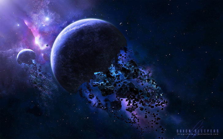destroyed planets digital wallpaper, space, galaxy, stars, space art