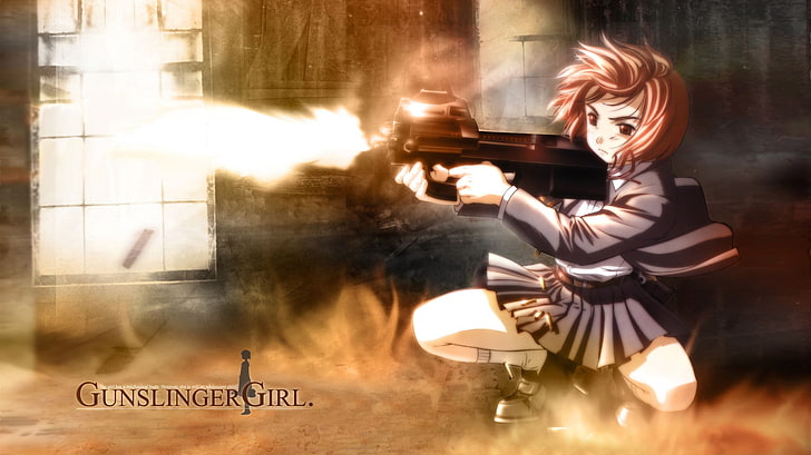 Gunslinger Girl, Henrietta, FN P90, one person, young adult, HD wallpaper