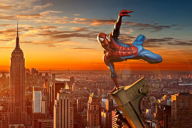 spiderman, hd, digital art, superheroes, building exterior, HD wallpaper