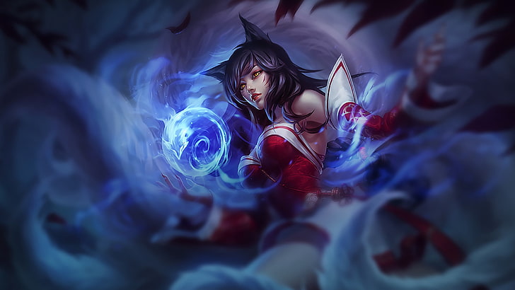 black haired female animated character, League of Legends, Ahri