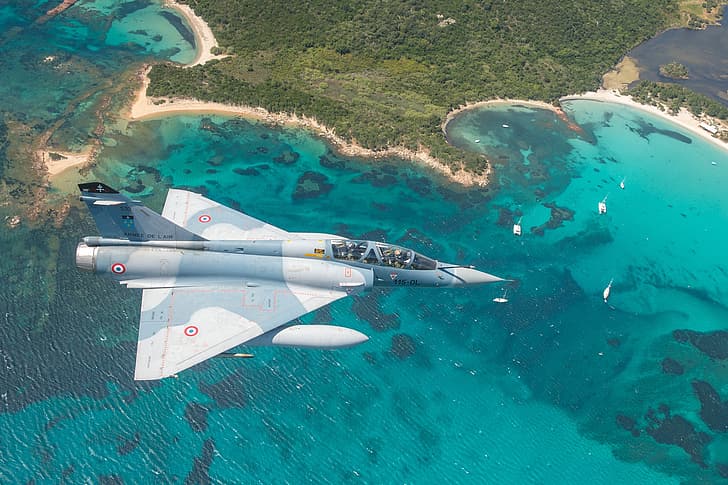 Sea, Beach, Yacht, Shore, Lantern, Pilot, Mirage 2000, The French air force, HD wallpaper