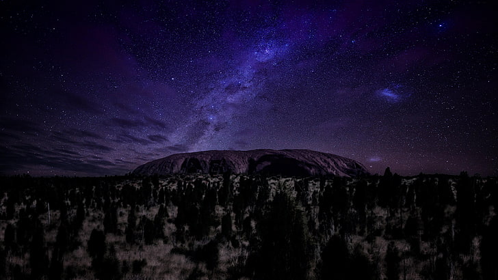 milky way, starry night, stars, night sky, landscape, amazing, HD wallpaper