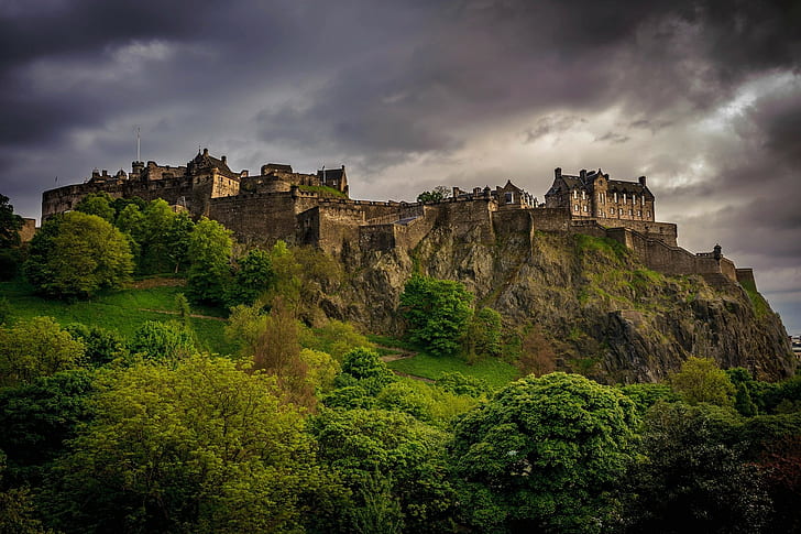 UK, landscape, Scotland, castle, Edinburgh, HD wallpaper