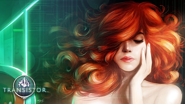 red haired woman illustration, Transistor, Red (Transistor), redhead