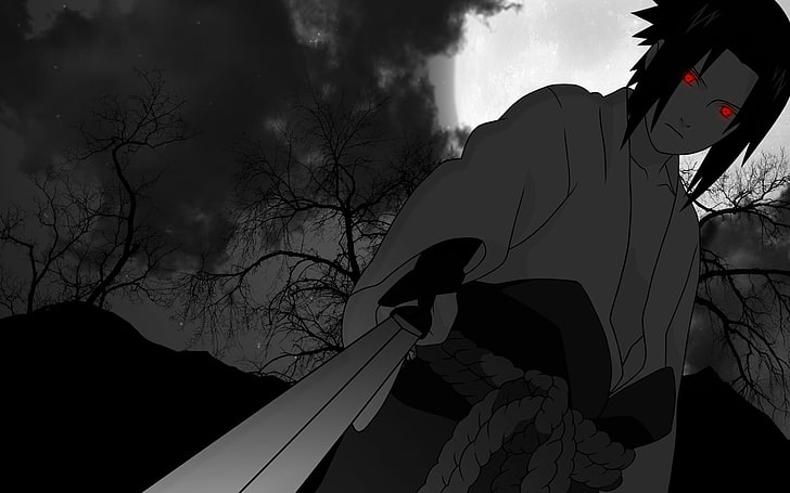 anime character illustration, Naruto Shippuuden, Sharingan, Uchiha Sasuke, HD wallpaper
