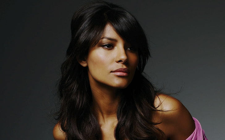 Emanuela de Paula, model, women, brunette, face, headshot, studio shot, HD wallpaper
