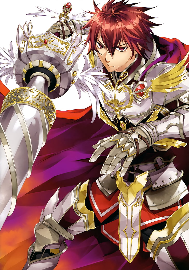 HD wallpaper: anime boy, knight, lance, armor, redhead, cape, sport, helmet  | Wallpaper Flare