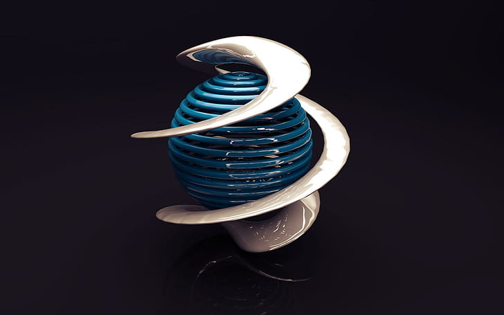 3D, Sphere, Spiral, HD wallpaper
