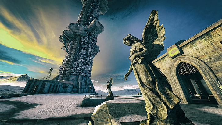 gray angel statue, The Talos Principle, screen shot, video games, HD wallpaper