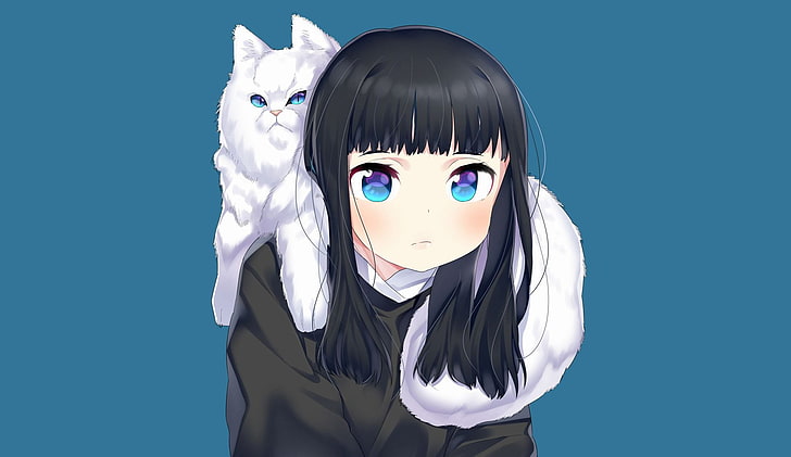 Hd Wallpaper Anime Original Black Hair Blue Eyes Cat Girl Wallpaper Flare