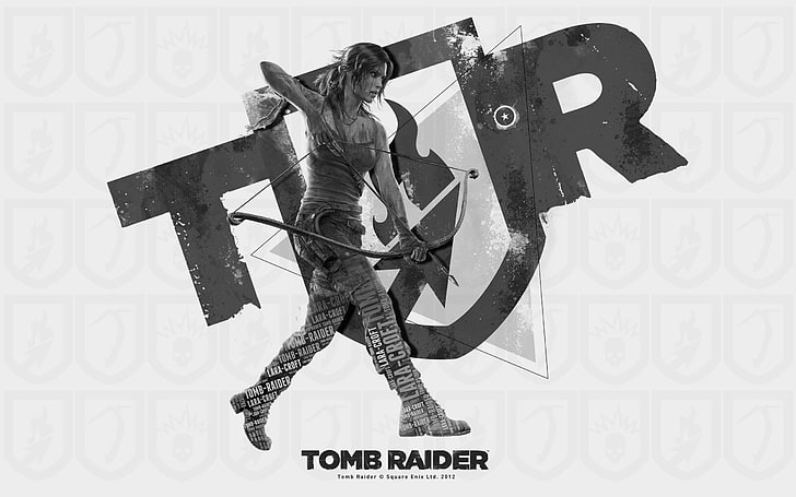 Tomb Raider digital wallpaper, text, communication, representation