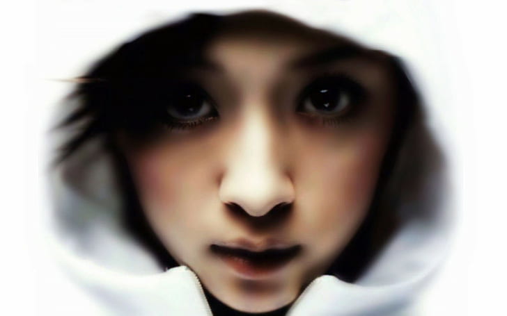 eyes, ayumi hamasaki, women, blurred, hoods, Asian, HD wallpaper
